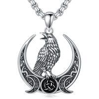 wholesale 925 Sterling Silver Raven Moon Celtic Knot Pendant Necklace  Gothic Jewelry for Men & Women-C01