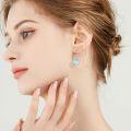 wholesale 925 Sterling Silver Blue Opalite Round Leaf Design Leverback Drop Earrings-0-3