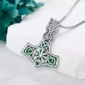 wholesale 925 Sterling Silver Green Enamel Norse Vegvisir Pendant Mens Viking Necklace-0-2