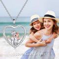 wholesale 925 Sterling Silver Mother and Child Heart Pendant Necklaces for Women Gifts-0-5