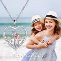 wholesale 925 Sterling Silver Mother and Child Heart Pendant Necklaces for Women Gifts-0-5