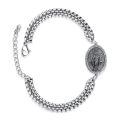 wholesale 925 Sterling Silver Virgin Mary Medal Charm Bracelet for Men with Extender Chain - Religious -0-0