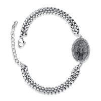 wholesale 925 Sterling Silver Virgin Mary Medal Charm Bracelet for Men with Extender Chain - Religious -Miraculous Medal