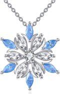 wholesale 925 Sterling Silver Snowflake Blue Crystal Pendant Necklace for Women Gifts-0-0