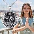 wholesale 925 Sterling Silver Religious Medal Necklace with St. Benedict Pendant - Christian  for Men & Women-0-1
