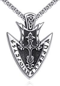 wholesale 925 Sterling Silver Viking Necklace with Rune and Celtic Knots Design - Mens Norse Jewelry -Cross