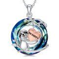 TOUPOP Sterling Silver Crystal Sloth Pendant Necklace For Women-0-0