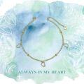 wholesale 14K Gold Anklet with Hearts and Beads - Adjustable Length 9-12 s for Women-0-4