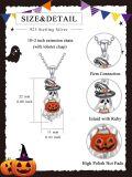 wholesale 925 Sterling Silver Halloween Pendant - Witch Hat Ghost with Jack-o'-Lantern Basket Charm Necklace for Women and Girls-0-5