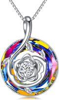 wholesale  Sterling Silver Crystal Infinity Rose Pendant Necklace Mother s Day Gift -0-5