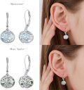 wholesale 925 Sterling Silver Blue Opalite Filigree Leverback Drop Earrings Gift for Women-0-5