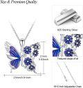 wholesale 925 Sterling Silver & Purple Oil Drop Butterfly Flower Pendant Necklace for Women-0-4