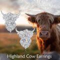 wholesale 925 Sterling Silver Highland Cow Head Stud Earrings for Women Girls  48x36mm-0-5