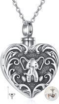 wholesale 925 Sterling Silver Elephant Heart Urn Pendant with Chain and Funnel Set for Women-0-0