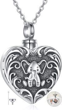 wholesale 925 Sterling Silver Elephant Heart Urn Pendant with Chain and Funnel Set for Women-elephant