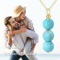 wholesale 14K Gold Turquoise Stone Round Beads 14K Gold  Chain Pendant Necklaces for Women Gifts-0-5