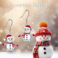 wholesale 925 Sterling Silver Snowman Christmas Dangle Earrings Gift for Women-0-5