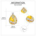 wholesale 925 Sterling Silver Teardrop Amber Pendant with Flower and Dragonfly Design-0-4
