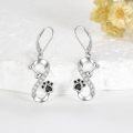 wholesale 925 Sterling Silver Infinity Paw Print Bone Drop Earrings-0-1