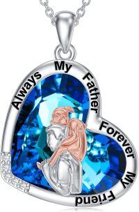 wholesale 925 Sterling Silver Blue Crystal Heart Pendant Necklace for Sisters - Always My Father Forever My Friend s-5-Father Daughter necklace for Daughter
