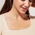 wholesale Gold 925 Sterling Silver Cubic Zirconia Cross Pendant Necklace for Women Mom Faith Gift-0-4