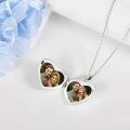 wholesale 925 Sterling Silver Heart Photo Locket Necklace With Blue Stone-0-2
