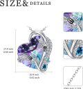 wholesale 925 Sterling Silver Purple Crystal Heart Pendant Necklace w/Butterfly & Spiders  for Her-0-4