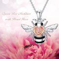 wholesale 925 Sterling Silver Rose Gold Plated CZ Heart Shaped Honeycomb Bee Pendant Necklace Gifts for Women Girls Wife-0-5