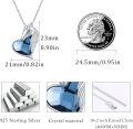 wholesale 925 Sterling Silver Heart-Shaped Blue Crystal Unicorn Head Pendant Necklace - Gifts for Her-0-4