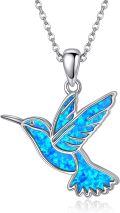 wholesale 925 Sterling Silver Blue Opal Hummingbird Necklace for Women Mom Gifts-0-0