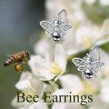 wholesale 925 Sterling Silver Gold Plated Honeybee Stud Earrings with Cubic Zirconia for Women Girls  48x36mm-0-5