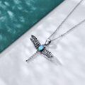 wholesale 925 Sterling Silver Turquoise and Moonstone Dragonfly Pendant Necklace for Women & Moms-0-2