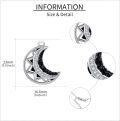 wholesale 925 Sterling Silver Crescent Moon Star Pendant Necklace with Cubic Zirconia Stones for Women  48cm Chain Length-0-3