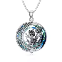 TOUPOP Sterling Silver Blue Crystal August Birth Flower Necklace-undefined