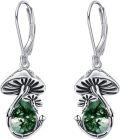 wholesale 925 Sterling Silver Green Moss Agate & Turquoise Mushroom Drop Earrings-0-0