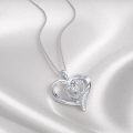 wholesale 925 Sterling Silver Heart with Cubic Zirconia Baby Feet Pendant Necklace for Women and Expectant Mothers Gifts-0-2