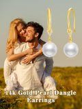 TOUPOP 14k Gold Pearl & Moissanite Dangle Earrings-0-2
