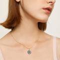 wholesale 925 Sterling Silver Evil Eye Pendant Necklace Blue Black Cz Crystal Circle Chain Jewelry-0-8
