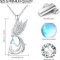 wholesale 925 Sterling Silver Moonstone Abalone Shell Phoenix Pendant Necklace-0-4
