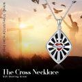 wholesale 925 Sterling Silver Red Heart & Cross Pendant Necklace with Black Onyx and White CZ Stones for Women/Men-0-2