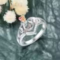 TOUPOP Sterling Silver & Rose Flower Heart Ring - Daughter Birthday Gift-0-3
