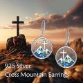 wholesale 925 Sterling Silver Abalone Shell Cross Mountain Dangle Earrings for Nature Lovers-0-5