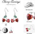 wholesale 925 Sterling Silver Heart-Shaped Red Crystal Cherry Drop Earrings for Women Gift-0-4