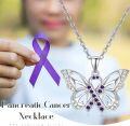 wholesale 925 Sterling Silver Purple Crystal Butterfly Pendant Necklace - PTSD Awareness s for Women-0-5