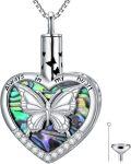 wholesale 925 Sterling Silver Heart Butterfly Keepsake Pendant with Funnel and Chain - Always in My Heart Cremation Jewelry-0-0