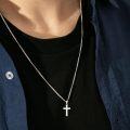 wholesale 925 Sterling Silver Cross Pendant Necklace with Box Chain for Men & Women - Length: 63cm (24)-0-4