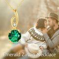 wholesale 14K Gold Round Cut Green Stone Necklace - Valentines Day Gifts for Her-0-5
