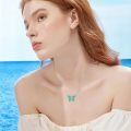 wholesale 925 Sterling Silver Green Fire Opal Butterfly Pendant Necklace Minimalist Charm s for Her-0-2