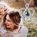 wholesale 925 Sterling Silver Black Onyx I Love You Projection Heart Pendant Necklace-0-4