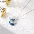 wholesale 925 Sterling Silver Mermaid Necklace with Blue Enamel and Moonstone Pendant Ocean Animal  for Women-0-2
